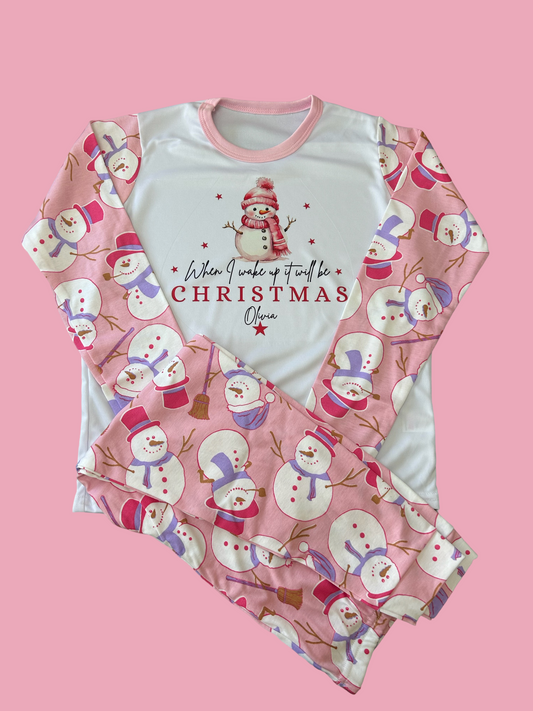 Pink snowman pyjamas