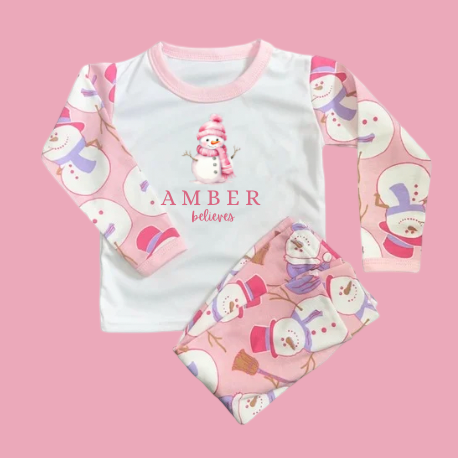 Pink snowman pyjamas