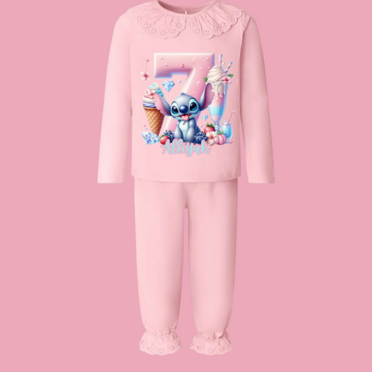 Frilly stitch birthday pyjamas